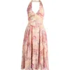 House Of Cb Solada Floral Halter Midi Sundress In Arizona Floral Patchwork Print
