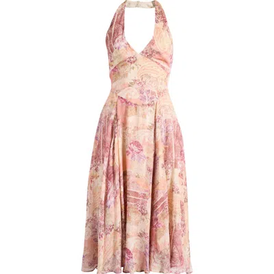 House Of Cb Solada Floral Halter Midi Sundress In Arizona Floral Patchwork Print