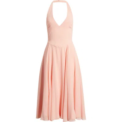House Of Cb Solada Floral Halter Midi Sundress In Peach