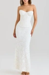 House Of Cb Solaine Lace Corset Gown In White