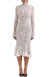 House Of Cb Sophia Long Sleeve Lace Midi Dress In Ivory