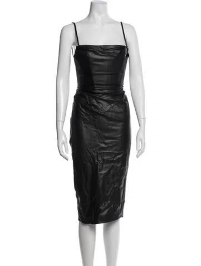 Pre-owned House Of Cb Square Neckline Knee-length Dress In Black
