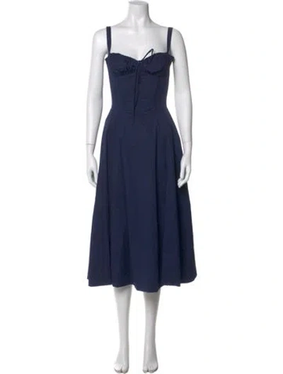 Pre-owned House Of Cb Square Neckline Long Dress In Blue