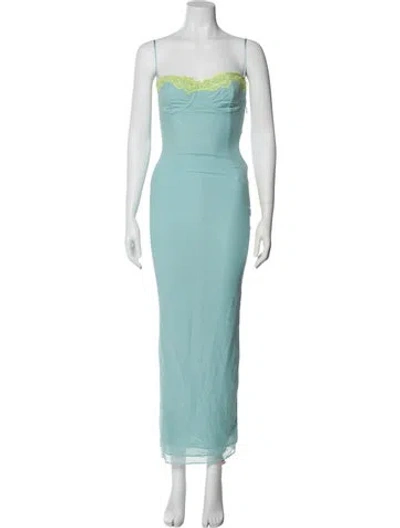 Pre-owned House Of Cb Square Neckline Long Dress W/ Tags In Blue