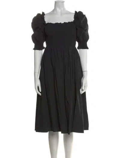 Pre-owned House Of Cb Square Neckline Midi Length Dress In Black