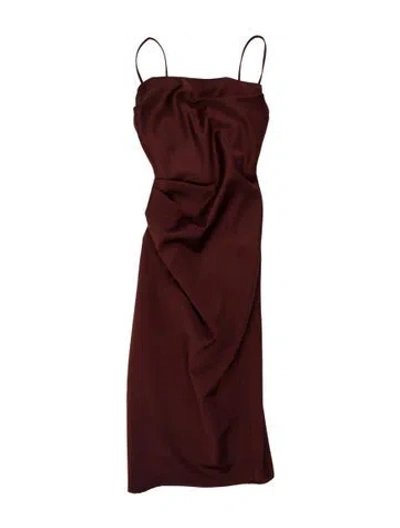 Pre-owned House Of Cb Square Neckline Midi Length Dress In Brown