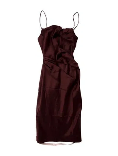Pre-owned House Of Cb Square Neckline Midi Length Dress In Burgundy