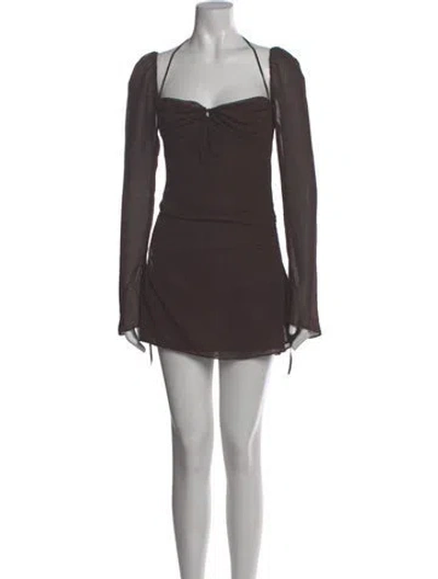 Pre-owned House Of Cb Square Neckline Mini Dress In Brown