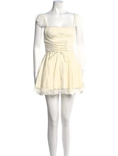 Pre-owned House Of Cb Square Neckline Mini Dress In Neutral