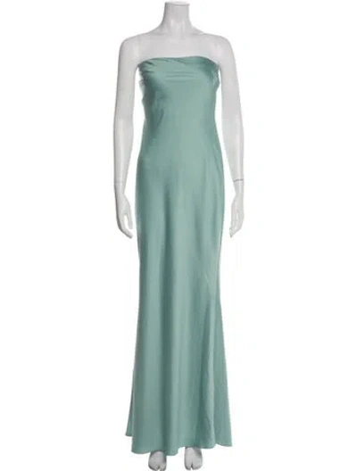 Pre-owned House Of Cb Strapless Long Dress In Green