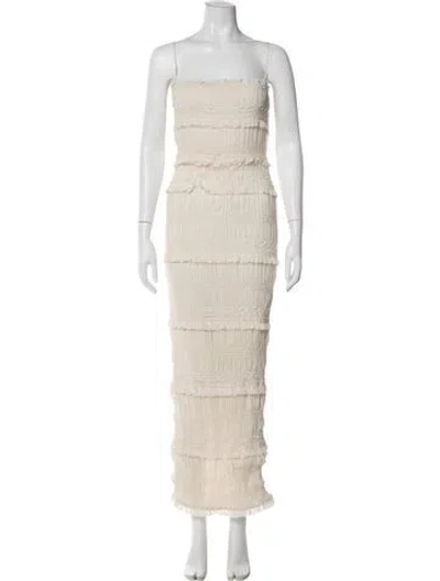 Pre-owned House Of Cb Strapless Long Dress In Neutral