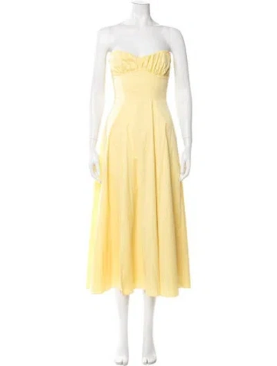 Pre-owned House Of Cb Strapless Midi Length Dress W/ Tags In Yellow