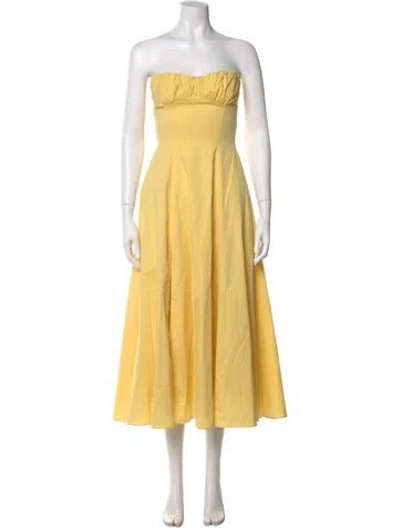 Pre-owned House Of Cb Strapless Midi Length Dress In Yellow