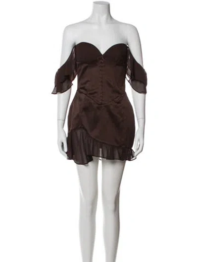 Pre-owned House Of Cb Strapless Mini Dress In Brown