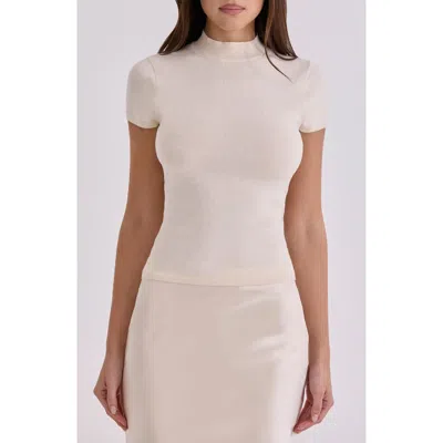 House Of Cb Tamra Short Sleeve Sweater In Neutral