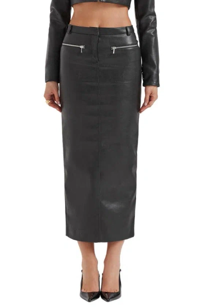 House Of Cb Tana Faux Leather Maxi Skirt In Black
