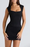 House Of Cb The Cap Sleeve Corset Top In Black