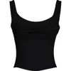 House Of Cb The Drape Neck Corset Tank In Black