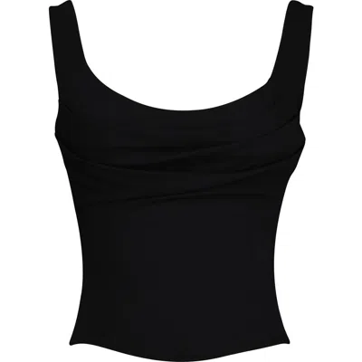 House Of Cb The Drape Neck Corset Tank In Black