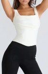 House Of Cb The Drape Neck Corset Top In White