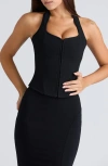 House Of Cb The Halter Corset Top In Black