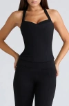 House Of Cb The Peekaboo Halter Corset Top In Black