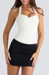 House Of Cb The Peekaboo Halter Corset Top In White