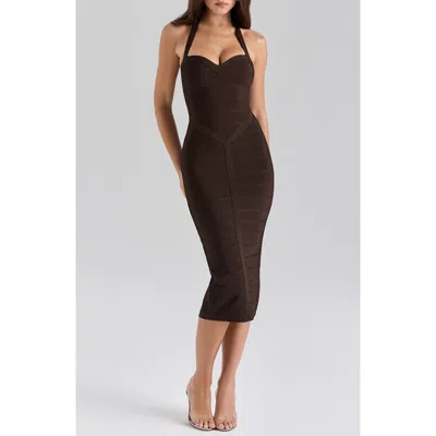 House Of Cb The Supermodel Halter Neck Bandage Midi Dress