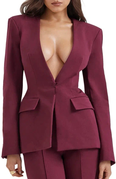 House Of Cb Theodora Stretch Cotton Blend Twill Blazer In Windsor Wine