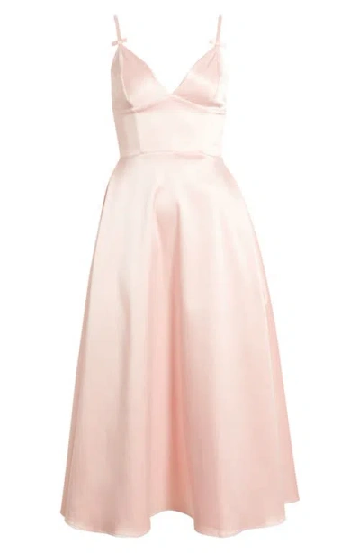 House Of Cb Tiffany Satin Midi Cocktail Dress In English Rose