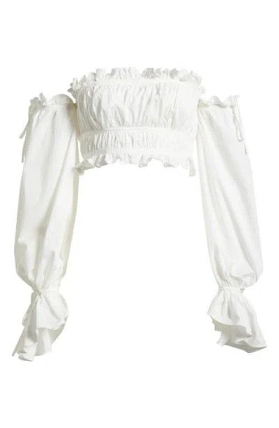 House Of Cb Tula Smocked Off The Shoulder Top In White