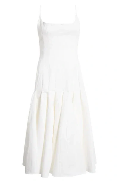 House Of Cb Vionne Pleated Stretch Pima Cotton Fit & Flare Cocktail Dress In White