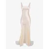 House Of Cb Womens Champagne Vittoria Chiffon-skirt Satin Maxi Dress