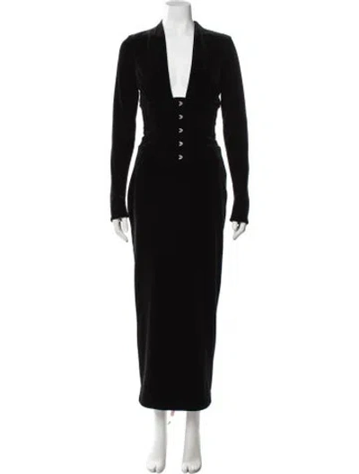 Pre-owned House Of Cb V-neck Long Dress W/ Tags In Black