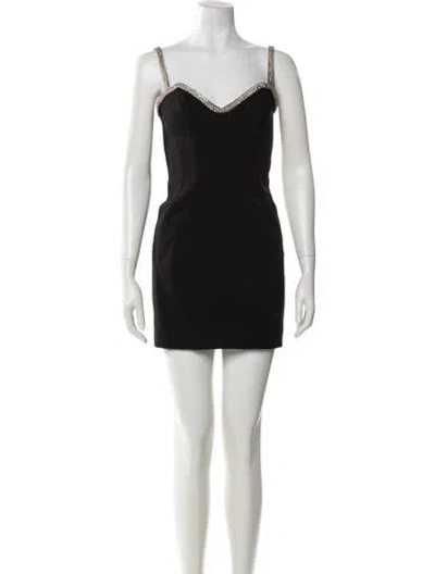 Pre-owned House Of Cb V-neck Mini Dress In Black