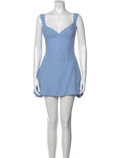 Pre-owned House Of Cb V-neck Mini Dress In Blue