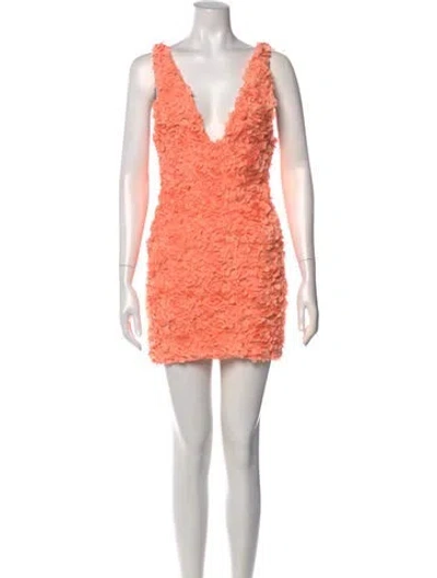 Pre-owned House Of Cb V-neck Mini Dress In Orange