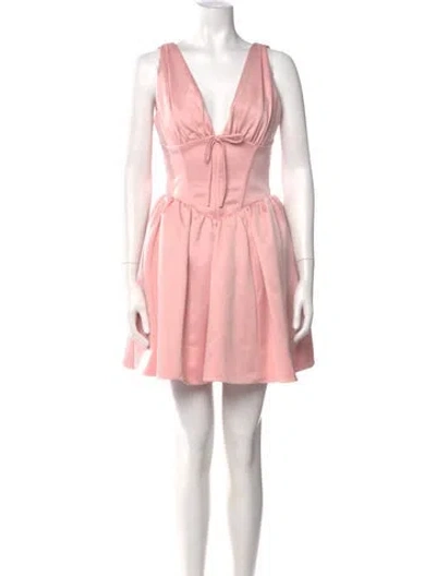 Pre-owned House Of Cb V-neck Mini Dress In Pink
