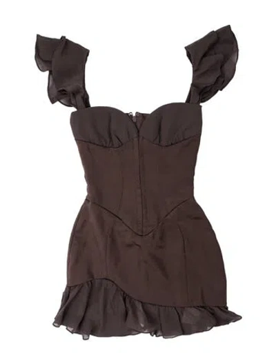 Pre-owned House Of Cb V-neck Mini Dress W/ Tags In Brown