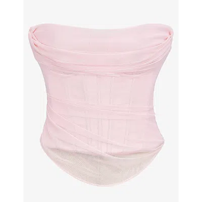 House Of Cb Womens Ballerina Pink Georgie Gathered Strapless Woven Corset