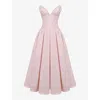 House Of Cb Womens Ballerina Pink Lady Plunge-neck Stretch-cotton Midi Dress