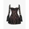 House Of Cb Womens Black Analissa Floral-pattern Lace Mini Dress