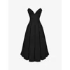 House Of Cb Womens Black Lady Plunge-neck Stretch-cotton Midi Dress