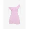House Of Cb Kalena Layered One-shoulder Georgette Minidress In Cotton Candy
