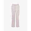 House Of Cb Daria Cargo Satin Trousers In Crystal