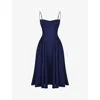 House Of Cb Womens French Navy Samaria Corseted Woven Midi Dress In French Navy