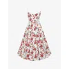 House Of Cb Mademoiselle Bustier Stretch Satin Midi Dress In Italian Rose Print