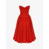 House Of Cb Womens Italian Tomato Elizabeth Sweetheart-neck Woven Midi Dress In Italian Tomato