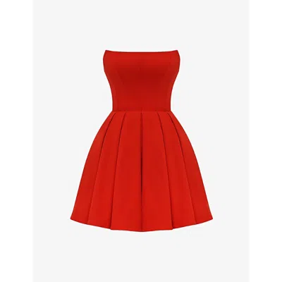 HOUSE OF CB WOMENS ITALIAN TOMATO EMMANUELA STRAPLESS WOVEN MINI DRESS