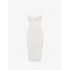 House Of Cb Myrna Satin Corset Midi Dress In Ivory